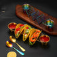 Taco and Sandwich Holder Stand with Dip Bowls | Gold & Silver | Stainless Steel