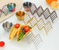 Taco and Sandwich Holder Stand with Dip Bowls | Gold & Silver | Stainless Steel