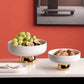 Luxury White Porcelain Footed Bowl with Gold Stand | High-End Fruit & Candy Bowl | Available in 2 Szes