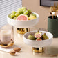 Luxury White Porcelain Footed Bowl with Gold Stand | High-End Fruit & Candy Bowl | Available in 2 Szes