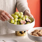 Luxury White Porcelain Footed Bowl with Gold Stand | High-End Fruit & Candy Bowl | Available in 2 Szes