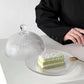 Glass cloche with ribbed design and dessert plate – 5.5 inch