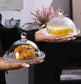 Glass Dessert Plate with Cloche Dome – Plain