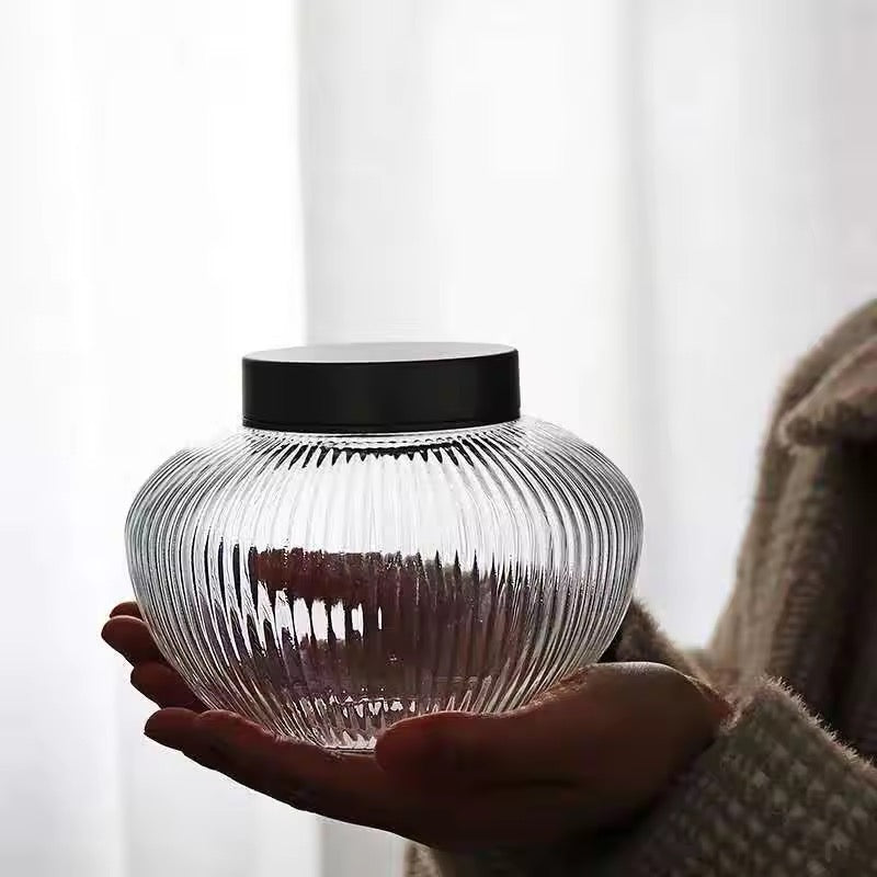 Premium bedside glass jar for trail mix, nuts, and candies