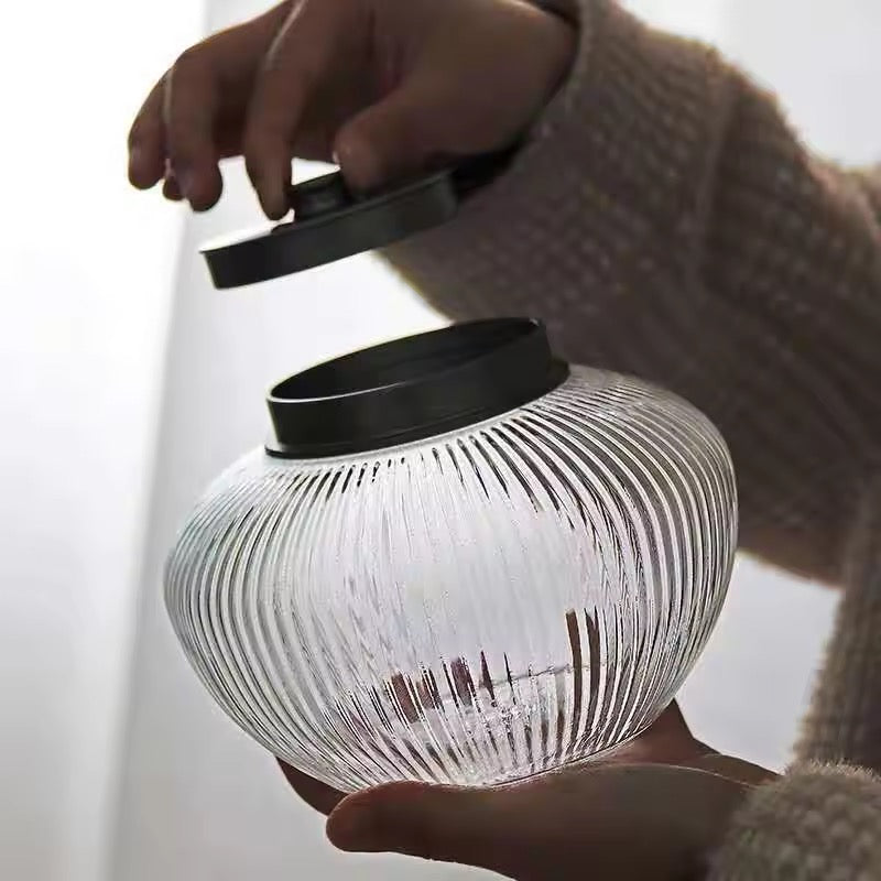 Luxury borosilicate glass jar with dual metal lid – 1000ml storage