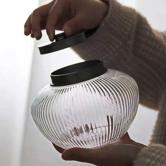 Luxury borosilicate glass jar with dual metal lid – 1000ml storage