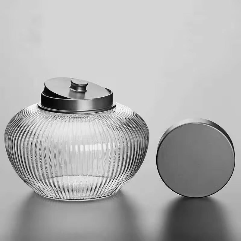 Elegant airtight jar with screw-top metal lid for luxury homes