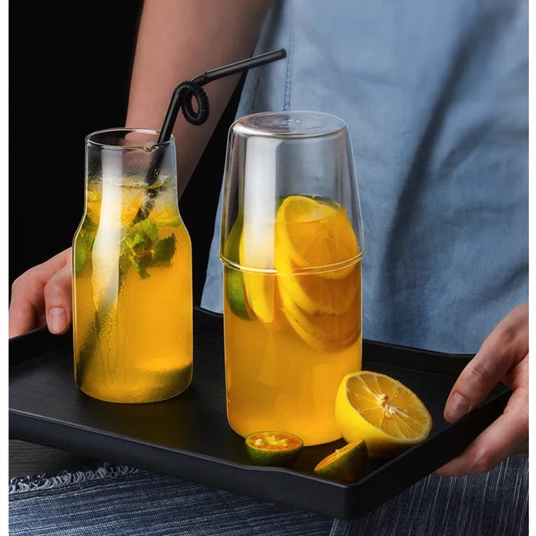 Borosilicate Bedside Carafe with Matching Glass | Transparent