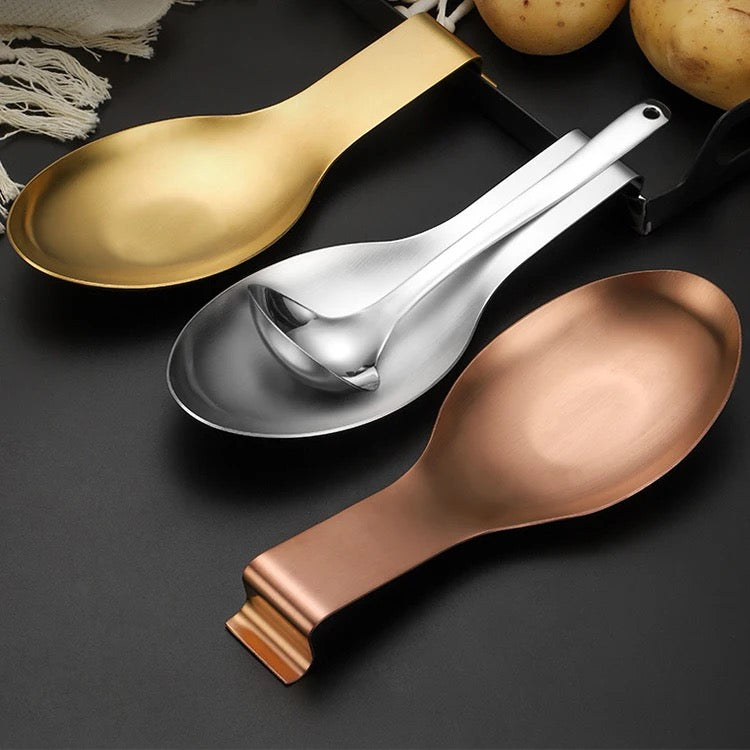 Spoon Rest & Serving Platter - Luxury Stainless Steel - Gold & Silver