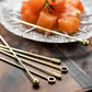 Set of 6 Gold Cocktail Metal Picks & Skewers - Stainless Steel