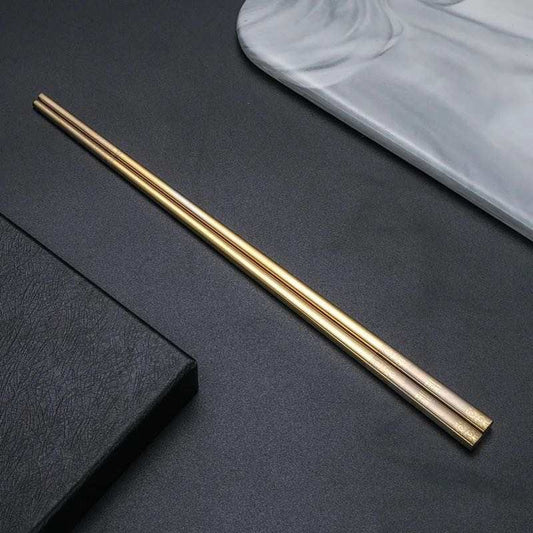 Designer Gold Stainless Steel Chopsticks with Travel Box