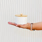 Small white ceramic jar with wooden lid – 180 ml snack container