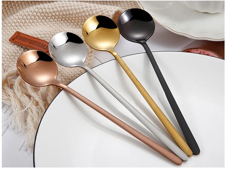 Set of 6 Tea Dessert Spoons - Gold & Silver - 304 Grade Stainless Steel