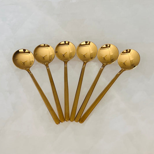 Set of 6 - Gold PVD Finish Tea Spoons Set - 304 Grade Stainless Steel