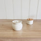 White Ceramic Ghee Pot with Lid & Gold Spoon – 420ml Luxury Kitchen Jar