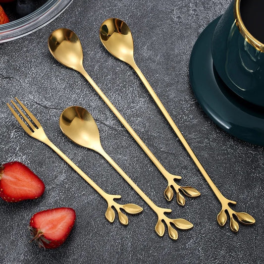 Gold PVD Dessert & Drink Cutlery Set (4, 8, 12, 24 pcs)