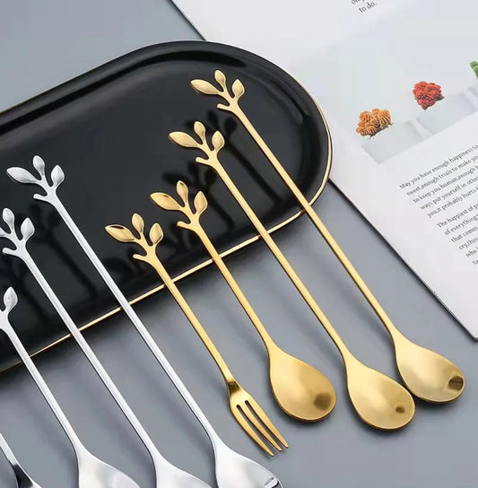 Gold PVD Dessert & Drink Cutlery Set (4, 8, 12, 24 pcs)