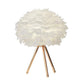 Luxury White & Gold Faux Ostrich Feather Table Lamp - Tripod Design