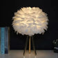 Luxury White & Gold Faux Ostrich Feather Table Lamp - Tripod Design