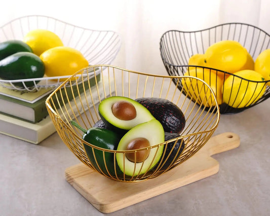 Elegant Gold Metal Fruit Basket