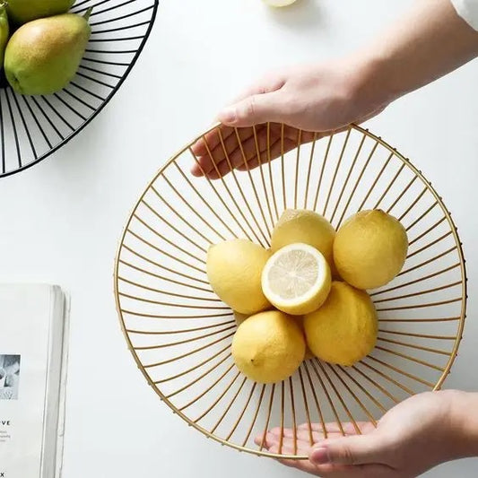 Elegant Gold Metal Fruit Basket