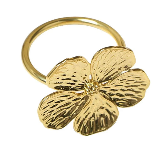 Gold Flower Napkin Rings – High-End Metal Finish, Perfect for Elegant Dining (Set of 4/6/8)