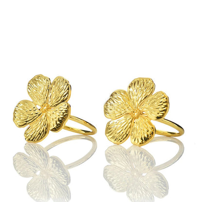 Gold Flower Napkin Rings – High-End Metal Finish, Perfect for Elegant Dining (Set of 4/6/8)