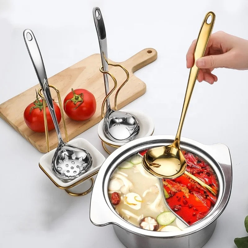 Gold Serving Spoon & Ladle - 1 Large piece - Stainless Steel Kadchi