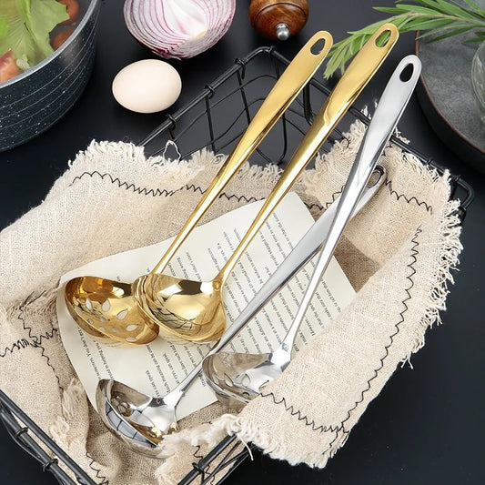 Serving Ladle & matching Slotted Ladle - Set of 2 - Gold & Silver