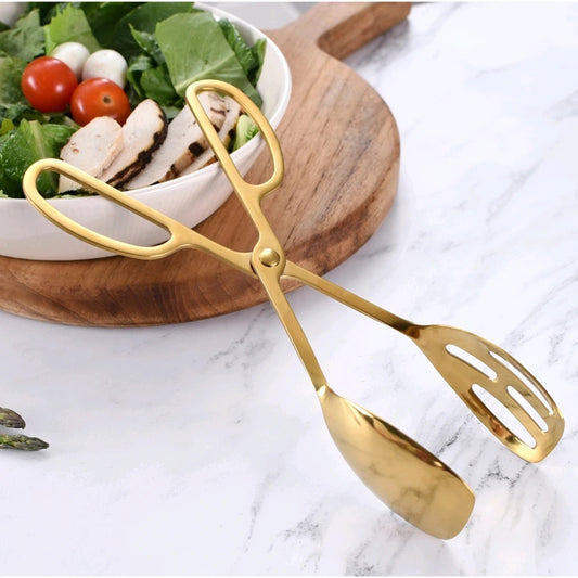 Bread & Pastry Scissors Tong - Gold & Silver - Gourmet Dining Essential