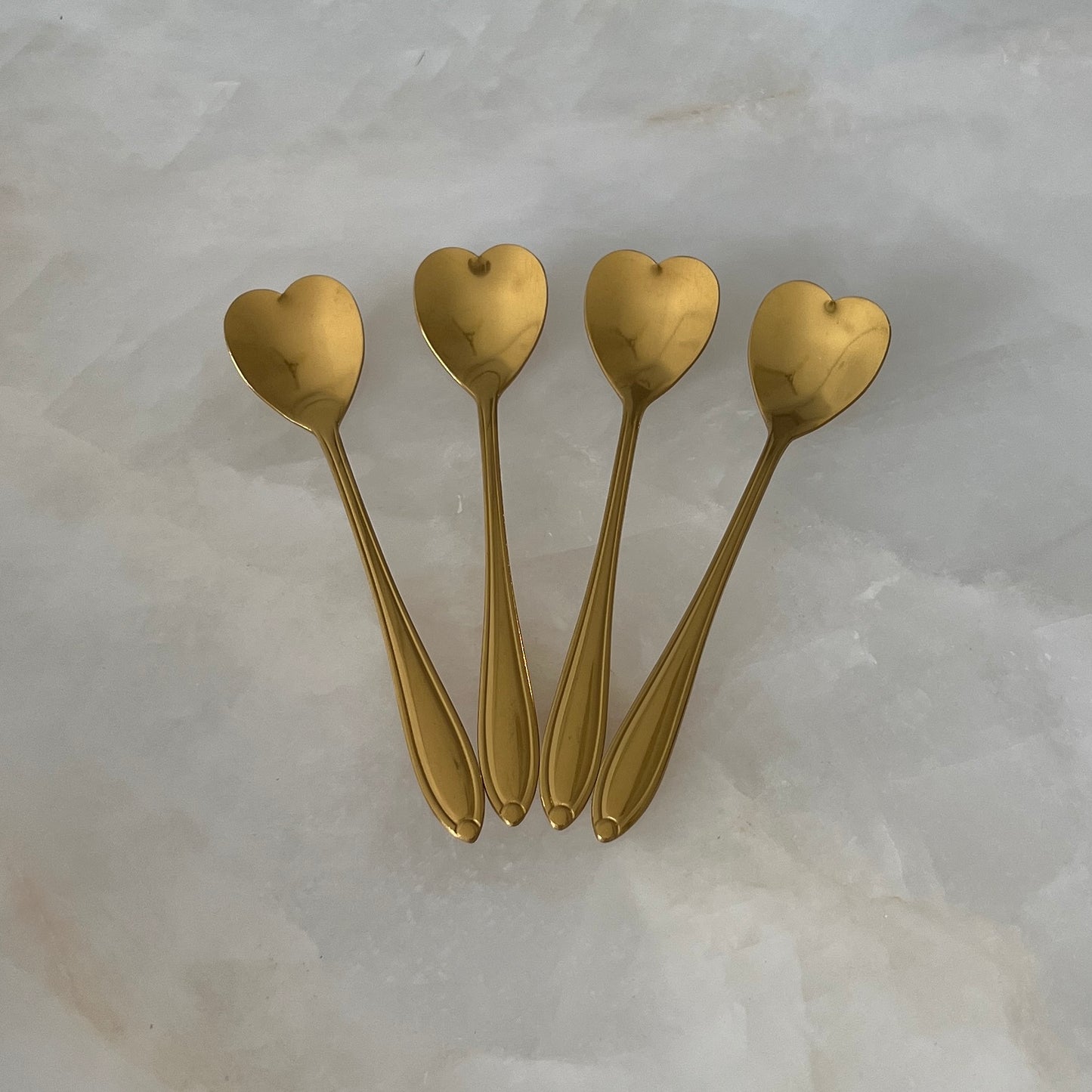 Dessert spoons - Heart Shape - Gold Tea Spoons 6 pcs