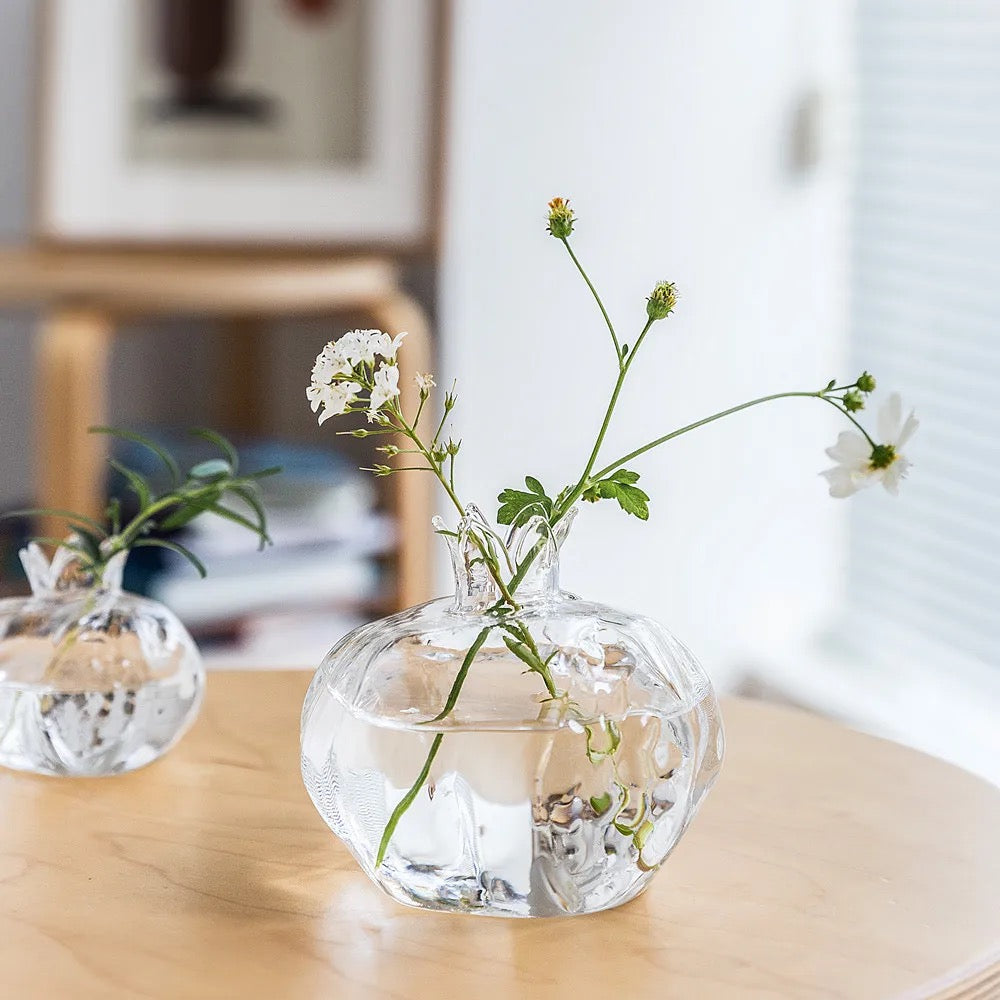 Borosilicate Glass Pomegranate Vase – for Elegant Home Decor & Dining