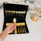Gold Textured Cutlery Set – 12 Pcs (6 Forks + 6 Spoons) | Luxury Stainless Steel Flatware