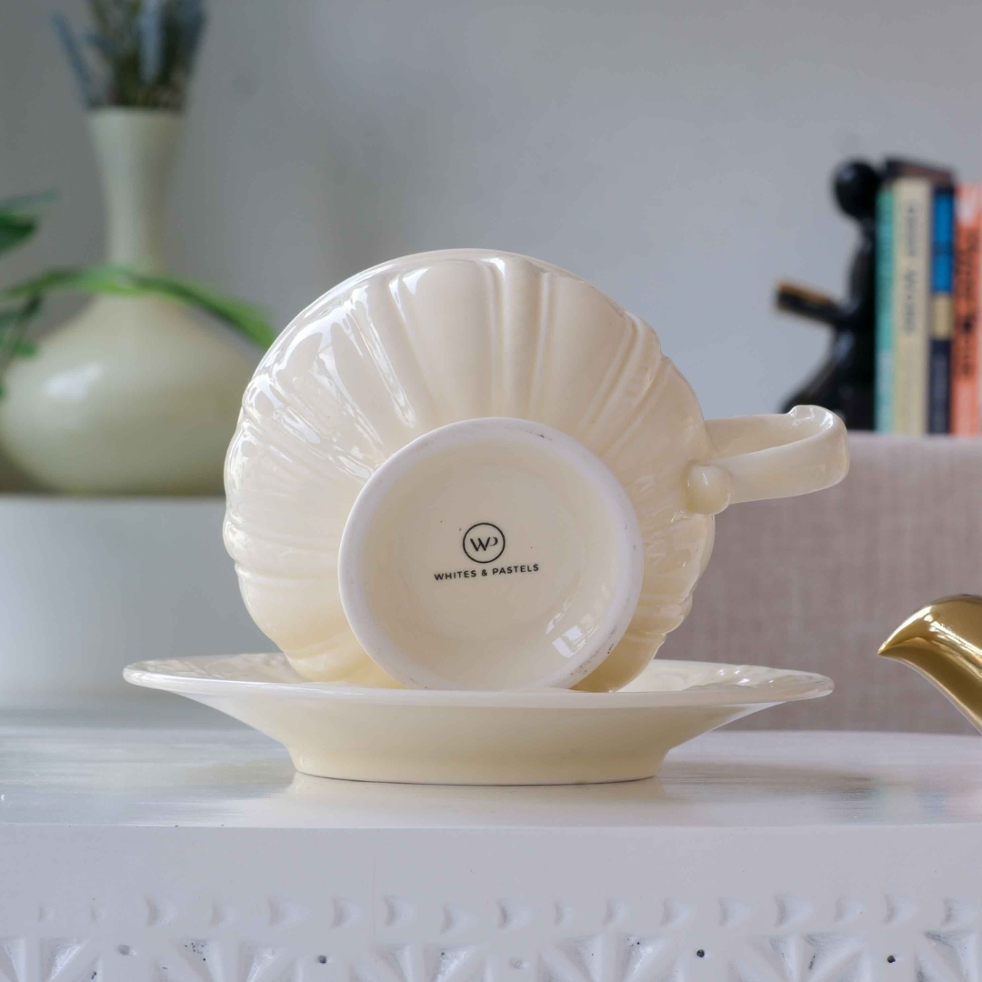 Premium ivory ceramic tea cup and saucer for modern dining