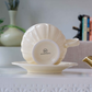 Premium ivory ceramic tea cup and saucer for modern dining
