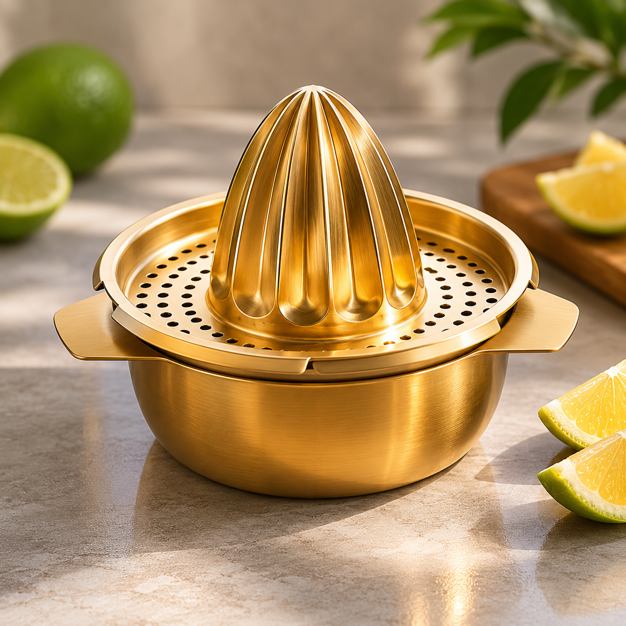 Premium stainless steel mosambi juicer with gold finish