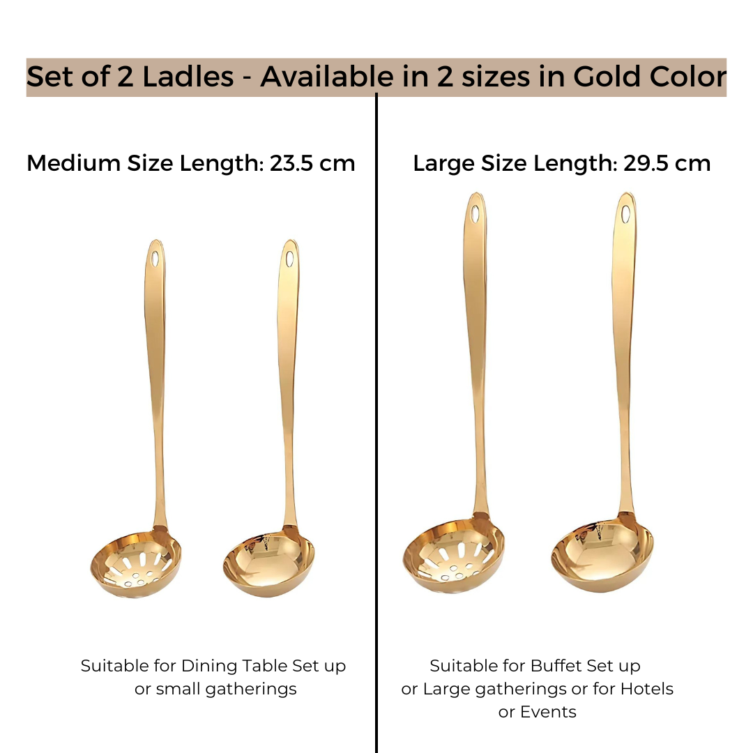 Serving Ladle & matching Slotted Ladle - Set of 2 - Gold & Silver