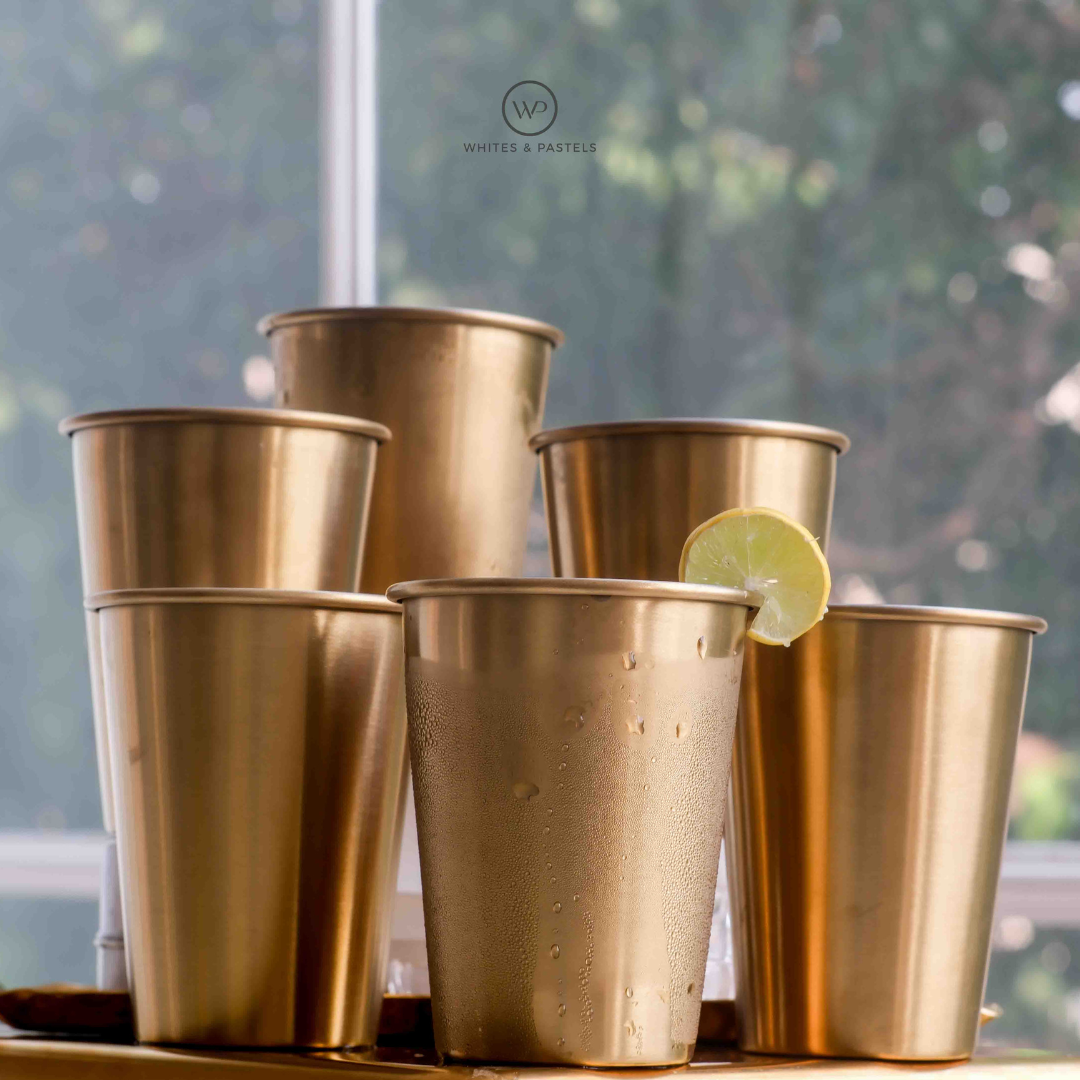 Premium gold finish water and juice tumblers India