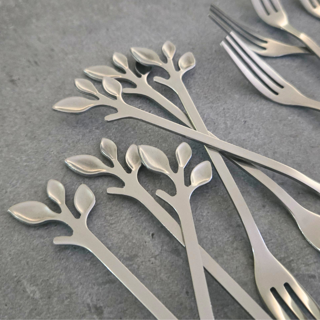 Luxury leaf handle stainless steel fork for stylish table settings