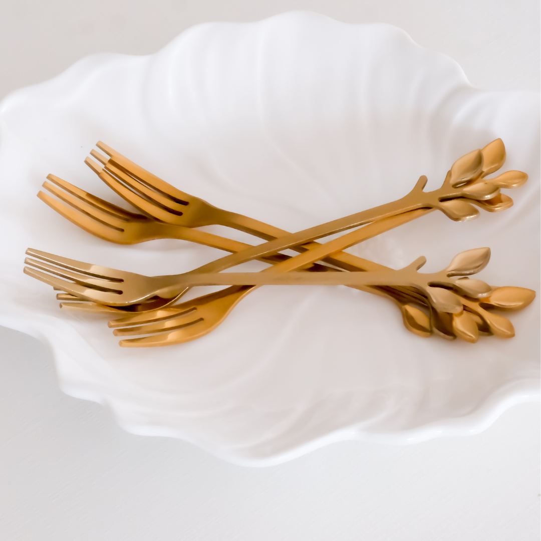 Luxury gold fruit forks that add elegance to dining and entertaining