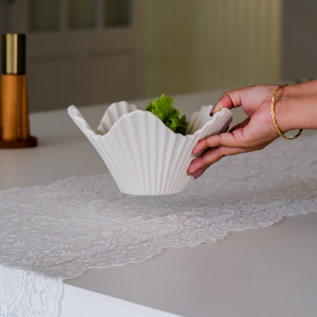 Elegant scalloped ceramic bowls for Salads