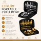 Cutlery Set for 4 with Carry Bag | Gold | Silver | Office & Outdoor Dining Kit
