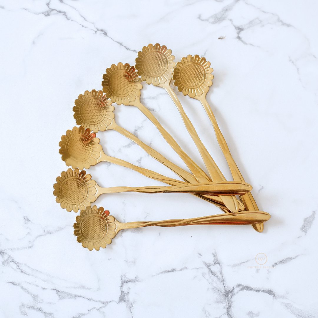 Elegant sunflower spoons with gold finish