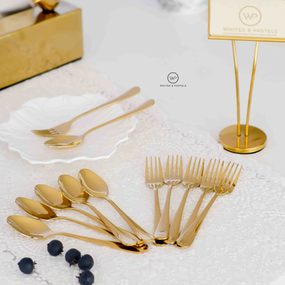 Gold Spoon and Fork | Set  of 12 | Set of 24 | 304 Stainless Steel