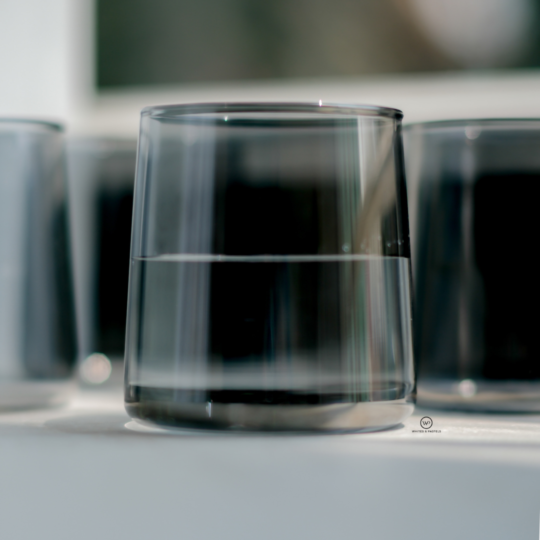 Black borosilicate glasses with water