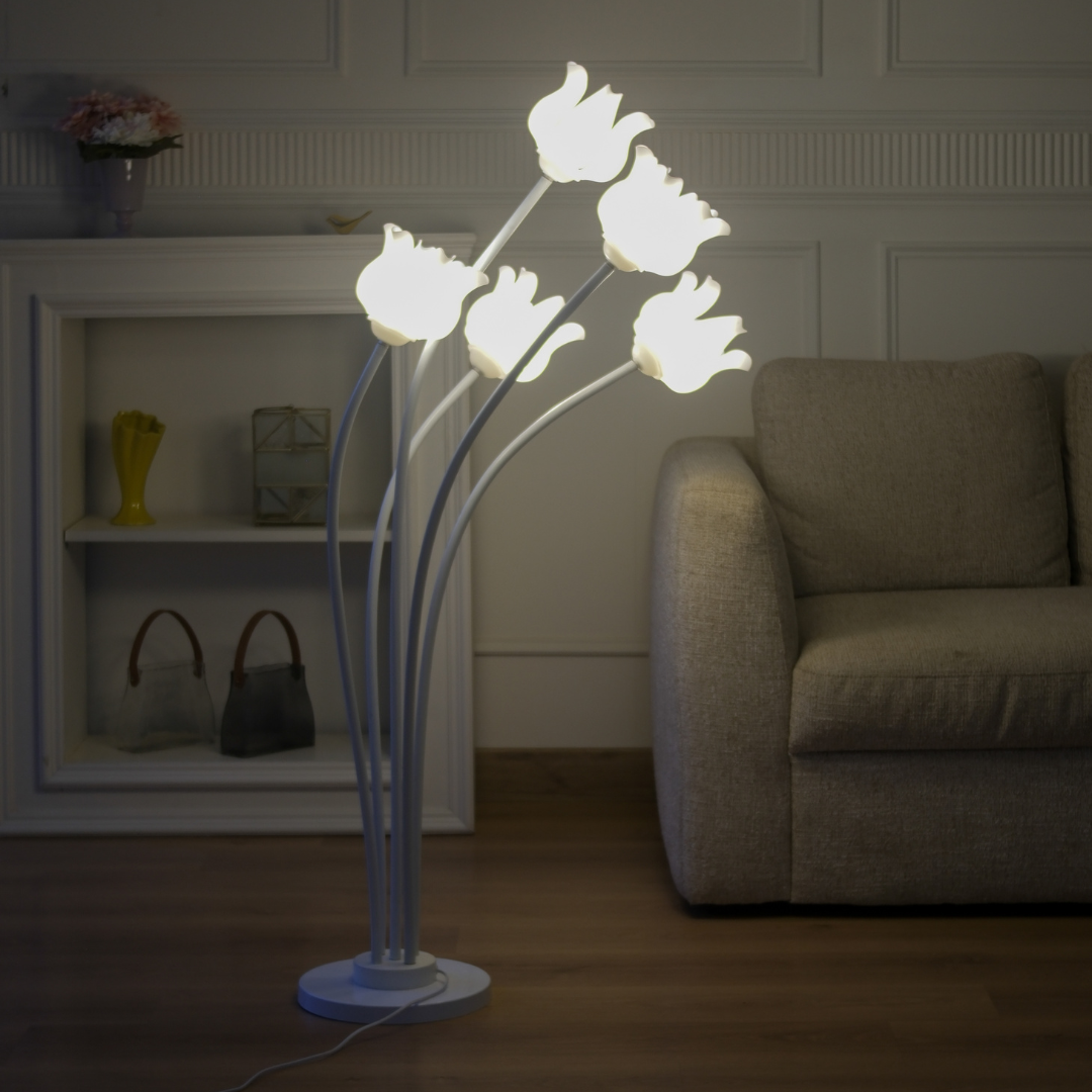 Premium decorative LED flower floor light inspired by lotus blooms for modern luxury interiors.