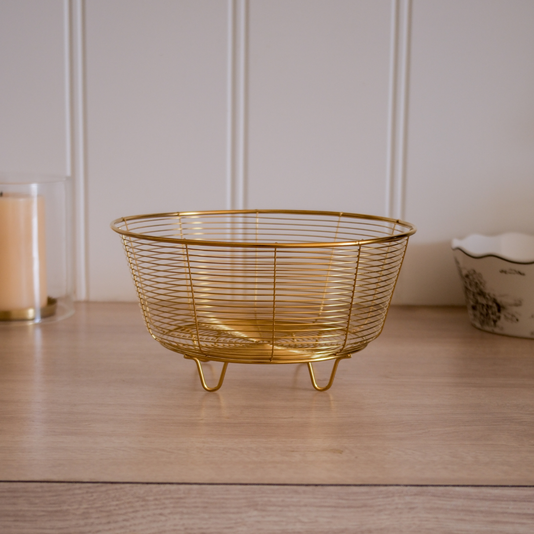 Premium gold metal fruit basket for kitchen and dining