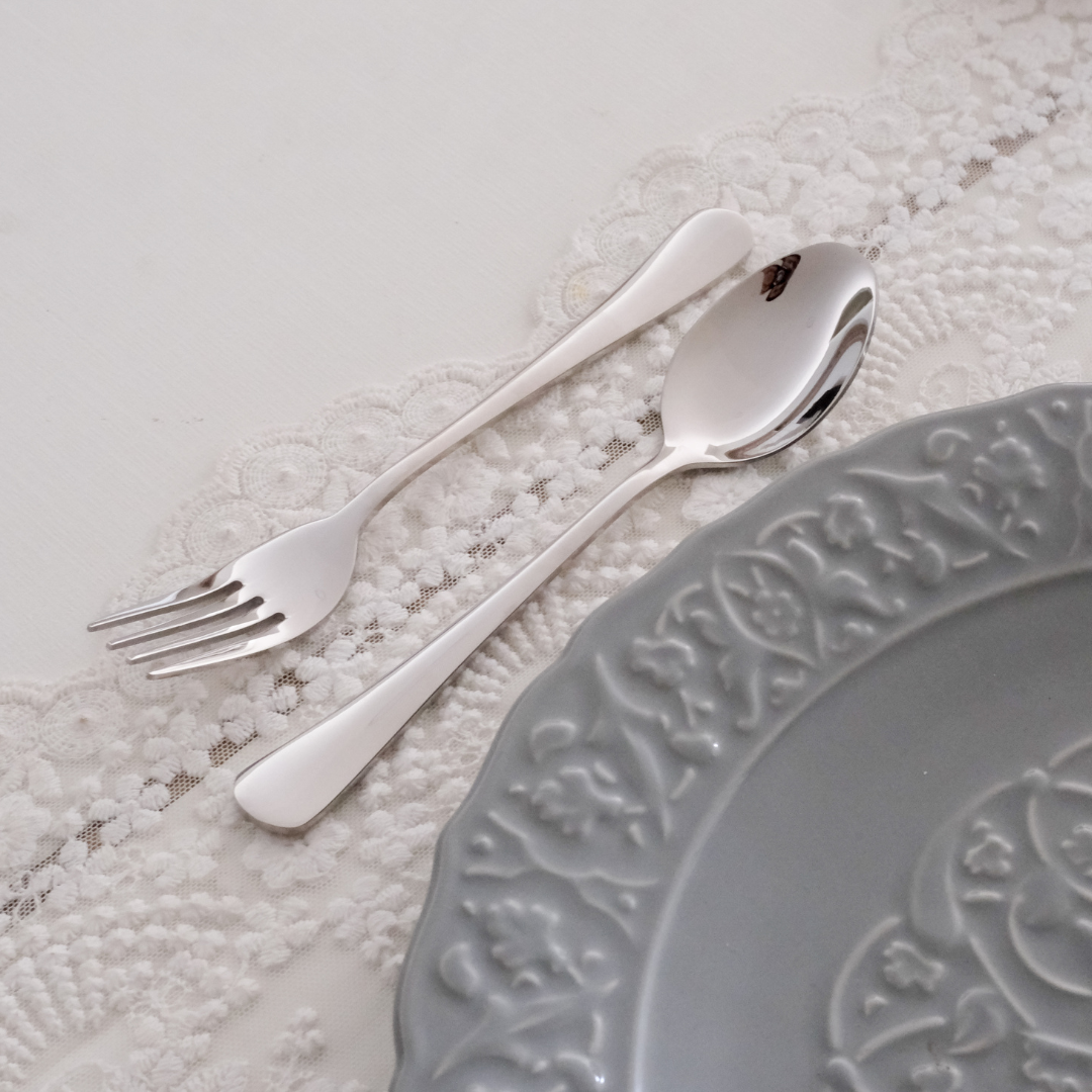 Premium silverware set with spoon, fork and knife for stylish table settings