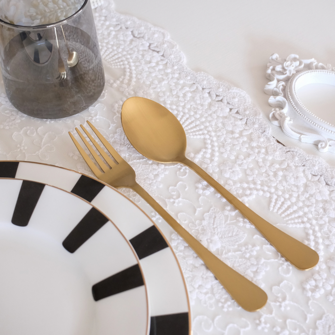 Gold spoon and fork for gifting
