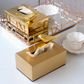 Statement tissue box décor accessory in metallic finish